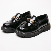 Girls Leather Shoes Princess Shoes Four Seasons Shoes Doudou Shoes Soft Sole Childrens Leather Shoes Black British Style Big Childrens Performance Shoes