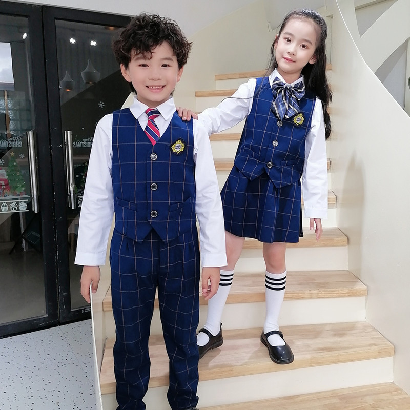 Children's chorus performance clothing student suit school uniform boys and girls poetry recitation class clothing kindergarten uniform British style