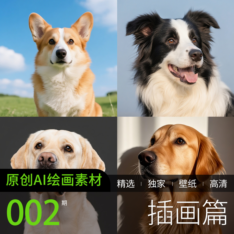 Ai Painting High-Definition Animal Dog Cute Pet Photography Corgi Border Collie Golden Retriever Material Images Mobile Phone Computer Wallpaper