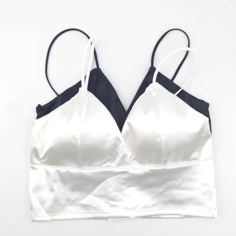 Mô hình vụ nổ Châu Âu và Mỹ gợi cảm bikini satin cô gái dài đồ lót gợi cảm sling quấn ngực ống áo ngực triumph