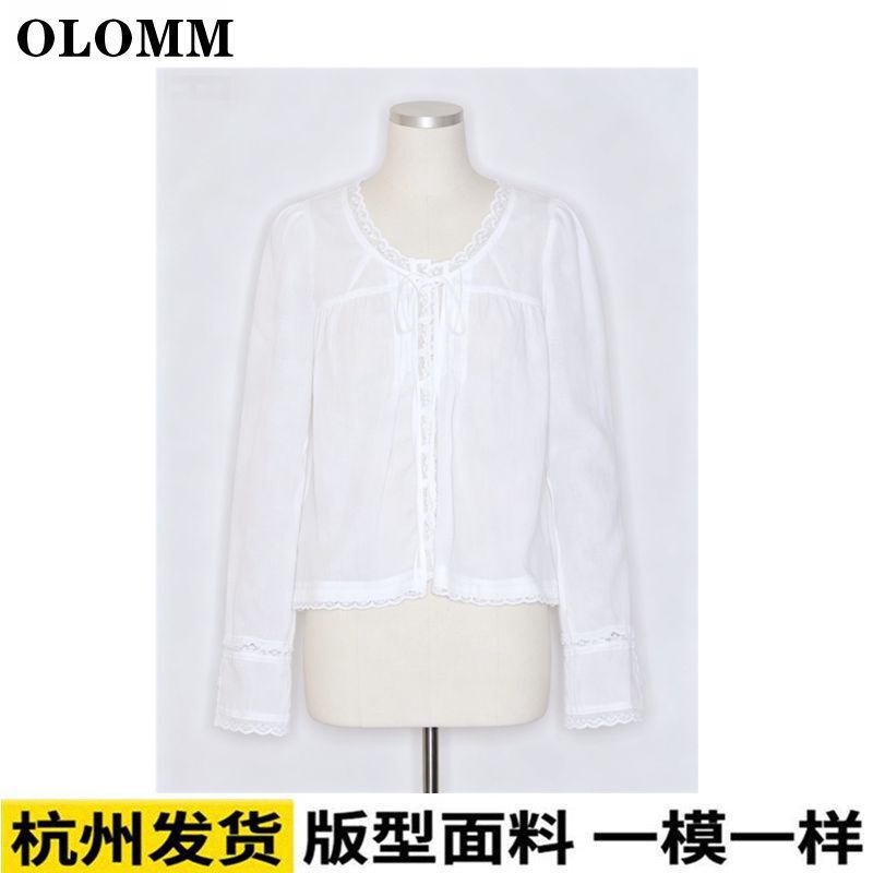 Olomm Xiaobaosixin Dong Linjun, Lu Ying, Sasha Bai Same Style Lace Patchwork Round Neck Shirt t