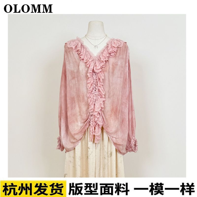 Olomm【Not Envy of Fairies】New Chinese-Style Lace Chiffon Shirt for Women, Spring 2026 New Model, Light Luxury and High-End Feel K