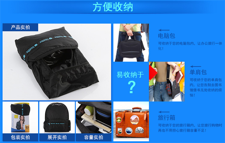 Du lịch Blue Blue Lưu trữ du lịch Túi gấp du lịch Ba lô nam và nữ Ba lô nhẹ Ba lô giản dị siêu nhẹ balo đi học nữ cấp 1