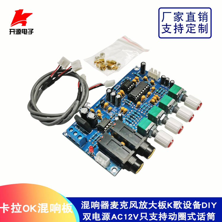 Karaoke microphone amplifier board K song reverb board Karaoke singing amplifier board Power amplifier board Dual power supply AC12V