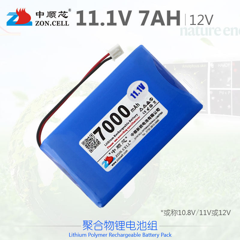 Zhongshun 7000mAh loudspeaker monitoring alarm strong light night fishing light large capacity polymer lithium battery pack 11 1V