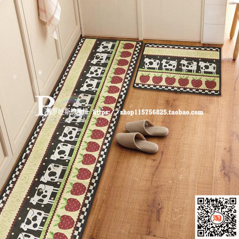 Kitchen floor mat cotton and linen woven carpet anti-oil anti-slip foot mat Japanese rectangular absorbent mat bathroom door