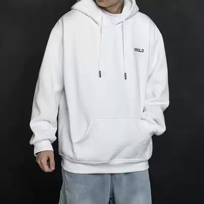 Solid color autumn thin couple hooded pure ピ ュ ア sweater male tide ins gang feng loose white blouse