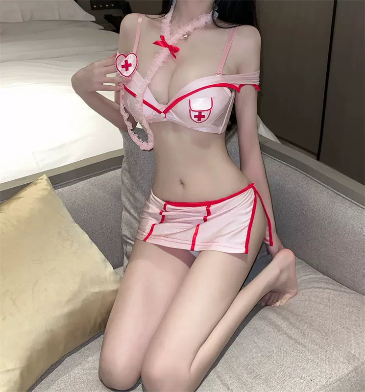 Đồng phục y tá cos đồng phục y tá nguyên chất Desire hottie nơ váy ngủ trang phục cosplay đồng phục nhà đồng phục mùa hè thoáng khí