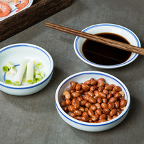 4 5 inch commercial minimalist seasoning bowl cold bowl Blue side line ceramic bowl small dip vinaigrette vinaigrette style