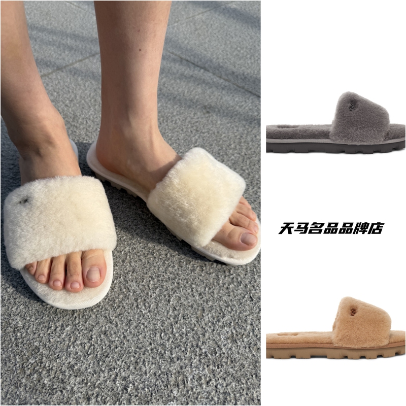Authentic Ugg Spring and Autumn Women's Open-Toe Flat Slippers for Indoor and Outdoor Wear, Fur Sandals 1100892 Authentic Ugg Spring and Autumn Women's Open-Toe Flat Slippers for Indoor and Outdoor Wear, Fur Sandals 1100892