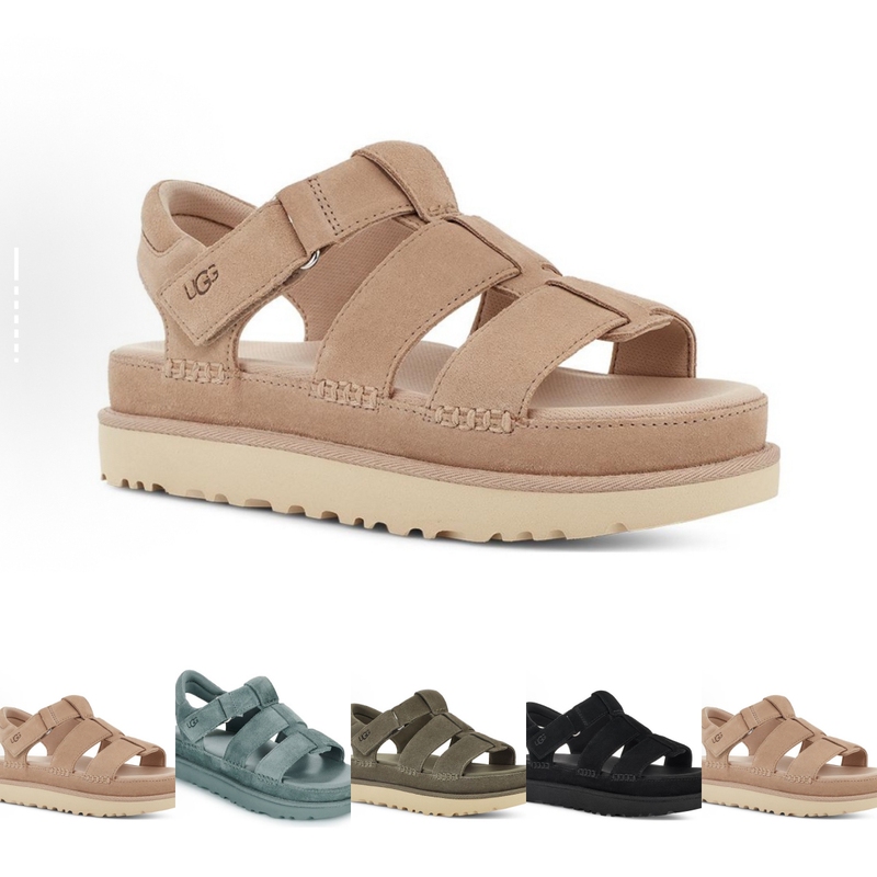 Authentic Ugg Summer Women's Thick-Soled Suede Velcro Thick-Soled Gold Star Sandals 1137890