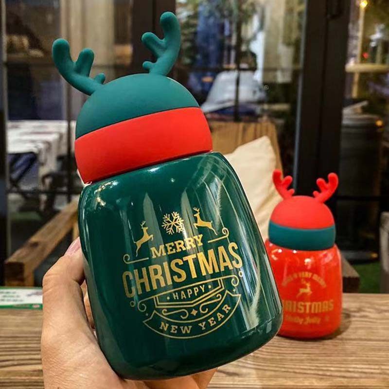 Large belly insulated cup female students small and cute Mini portable water glasses creative Christmas elk stainless steel accompanying cup