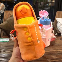 Flannel cover Childrens thermos cup with straw Primary school students go out with a cute portable fall-proof kindergarten large kettle