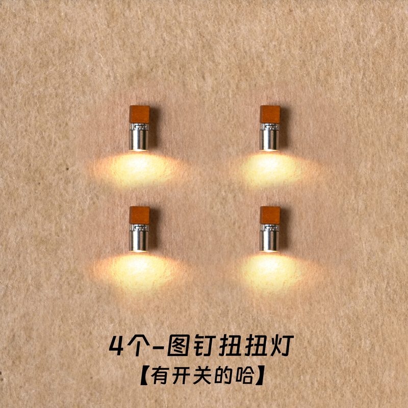 First Time Seeing It! Felt Board Pushpin Night Light Mini Dollhouse Mini Spotlight Magnetic Photo Frame Twist Light