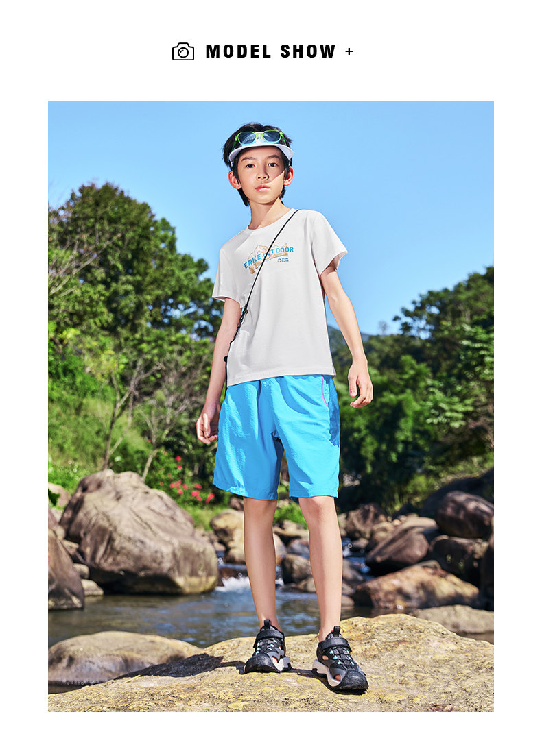 鸿星尔克童装儿童短袖T恤夏季男童长袖速干衣女童运动中大童夏装 — 60