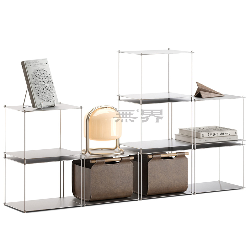 Unbounded 2mm Thick Stainless Steel Bauhaus Floor-Standing Multi-Layer Storage Rack Living Room Bookshelf Minimalist Storage Rack Display Rack