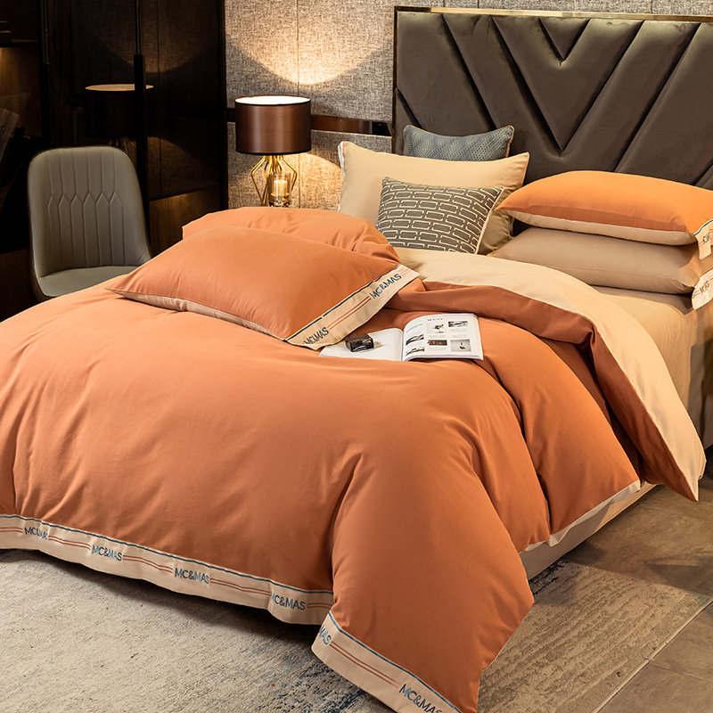 Brief About 60 Milled Pure Cotton Four Pieces 100 All cotton sheet Quilt Cover Eurostyle Pure Color Bed Goods Autumn winter