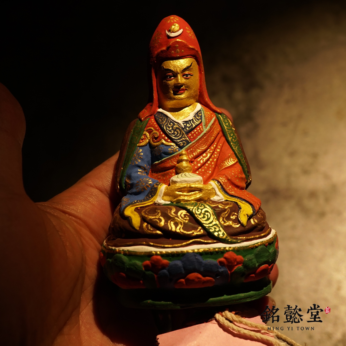 不丹貝瑪林巴傳承大樂蓮師彩繪擦擦佛像 黃銅材質宗教用品