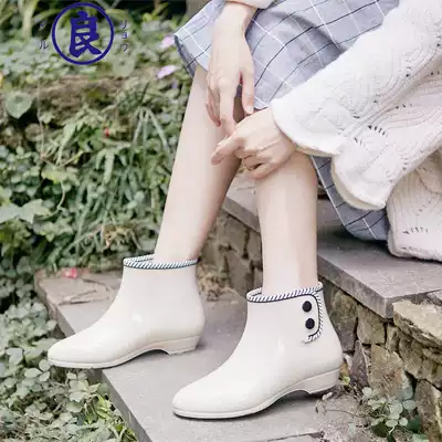 Short tube rain shoes fashion and comfortable women's good Japanese Japanese rain boots flat English waterproof shoes cute