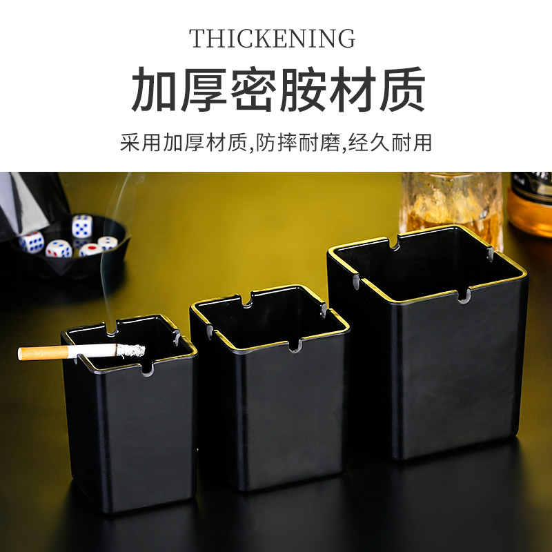 Flame retardant ashtray plastic black melane cylinder pub KTV net cafe cylinder custom logo advertising