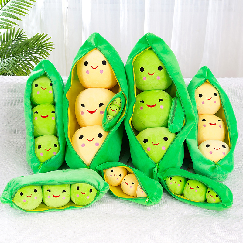Bean Pod Plush Toy Doll Vegetable Funny Smiling Face Cute Sleeping Hug Doll for Girls and Boys Female Pillow