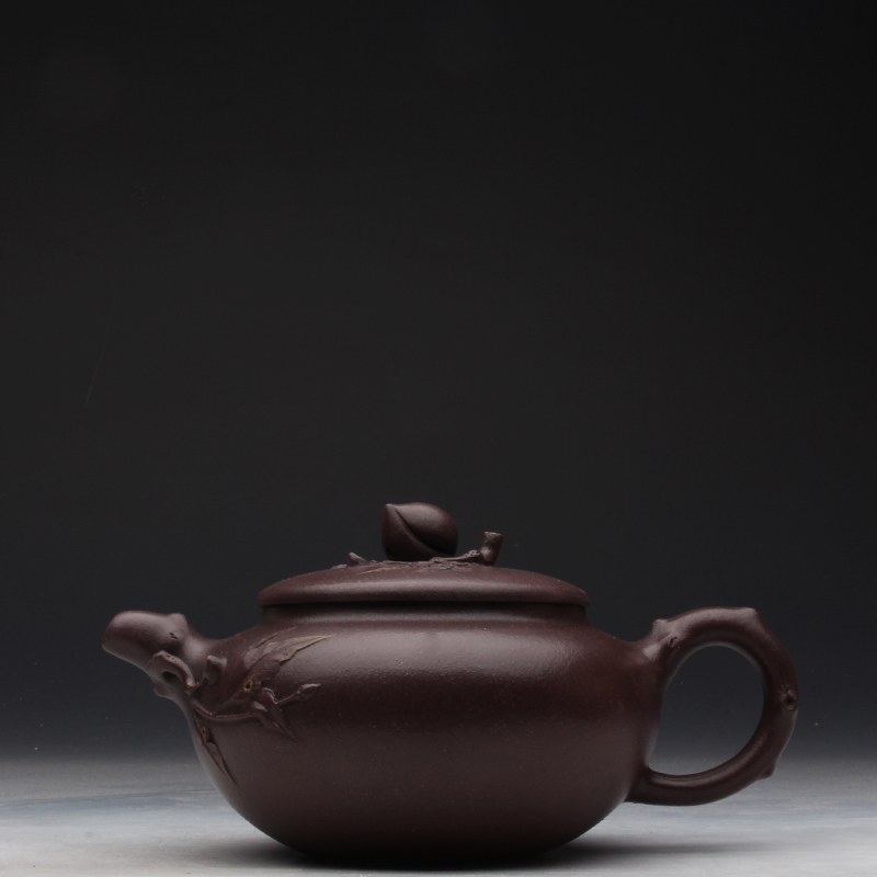 Taiwan returning old purple sand pot, famous master Ji Yishun's early hand-made big mouth longevity peach pot