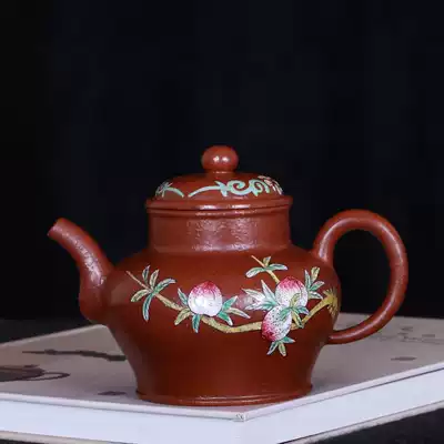 Taiwan's return to Yixing purple sand famous old teapot pure hand-made single hole in the late Qing Dynasty old Zhu Nifu Ji point color wine pot