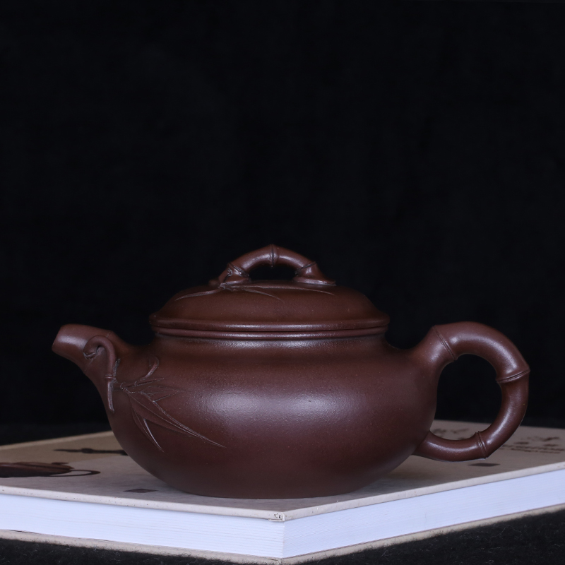 Taiwan's Return Old Purple Sand Pot Famous master Gu Jingzhou The early All-handmade Bamboo-Festival Imitation Ancient Pot of the Cultural Revolution