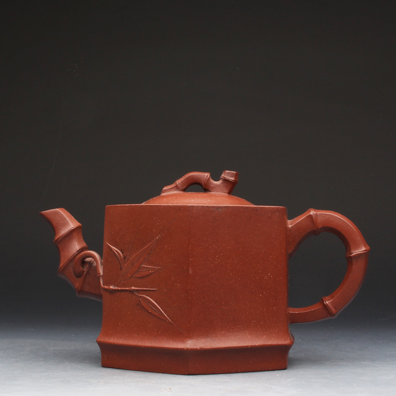 Taiwanese returning old purple sand pot, famous master Wang Yinxian's early hand-made high hexagonal bamboo pot