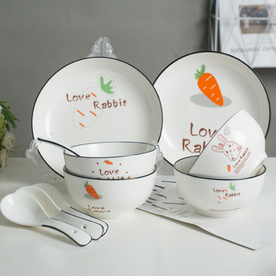 10件套装卡通组合餐具套装盘碗勺套装