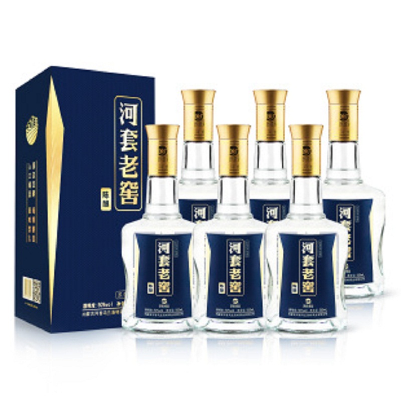 内蒙特产河套老窖陈酿50度高度浓香型纯粮食草原白酒500mL*6整箱