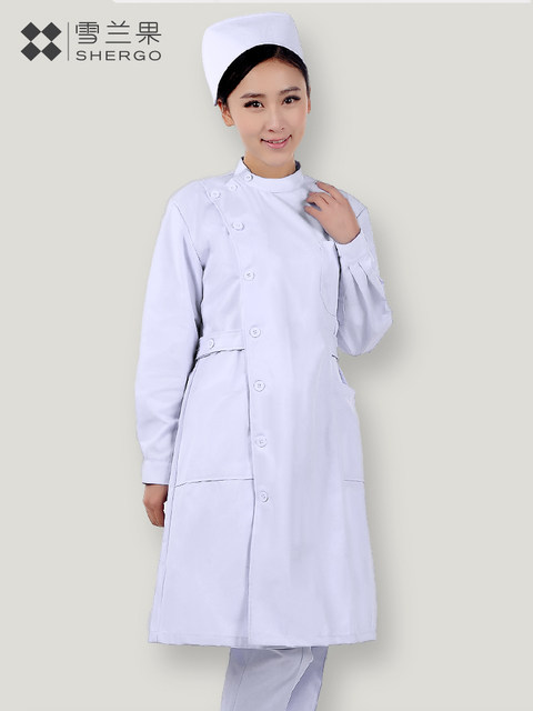 Xuelangguo Nurse Uniform Short-Sleeved Summer Wear Pink White Blue Long-Sleeved Winter Wear Stand-Up Collar Lab Coat Pharmacy Work Uniform