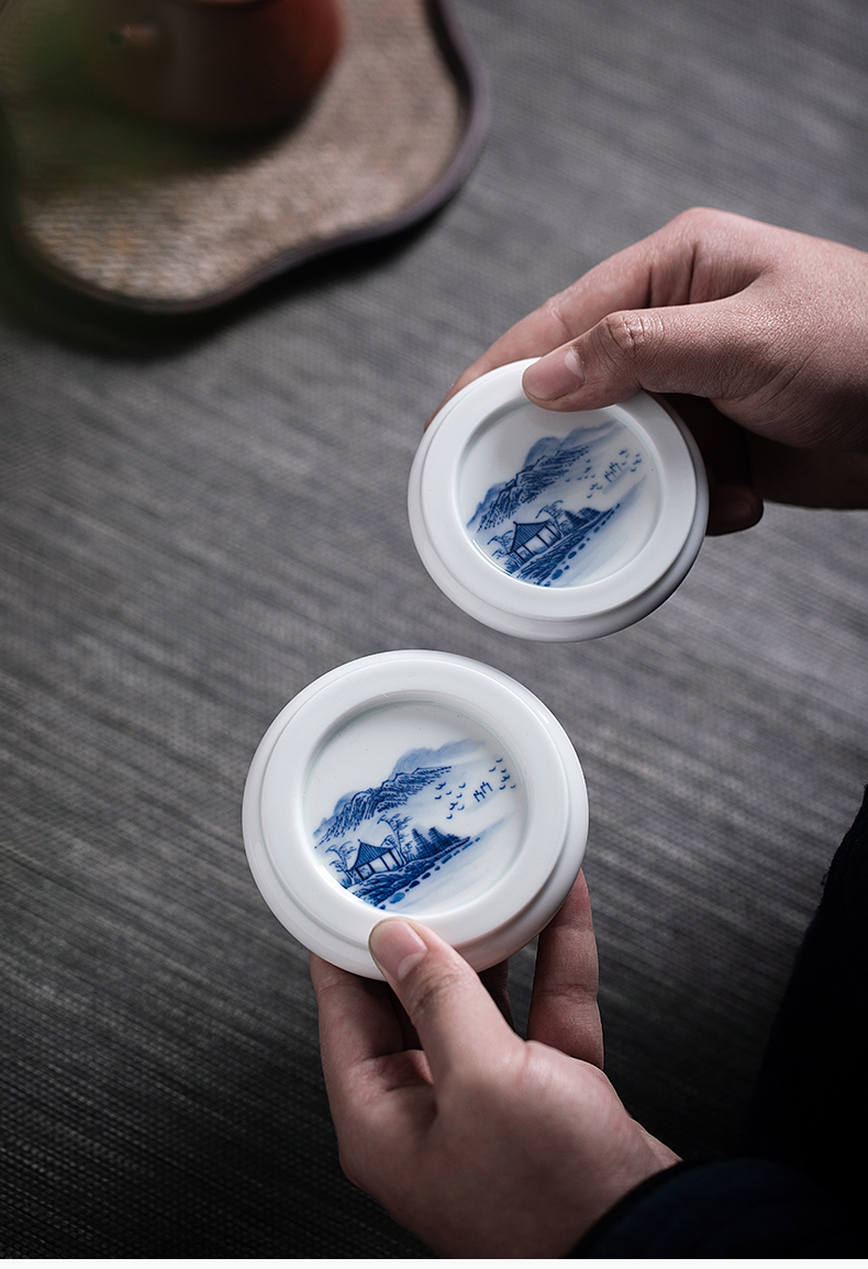 Cloud art of jingdezhen hand - made porcelain cover put incense inserted dual ceramic lid kung fu tea tea taking of spare parts