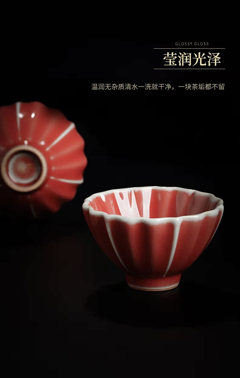 Cloud operation manual of jingdezhen undressed ore cowpea red ceramic cups personal single cup sample tea cup kung fu tea master CPU