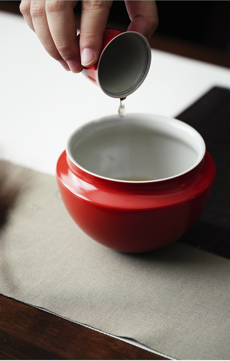 Jingdezhen ceramic water coral red cloud surgery XiCha wash water jar built water tea table tea accessories tea slag bucket