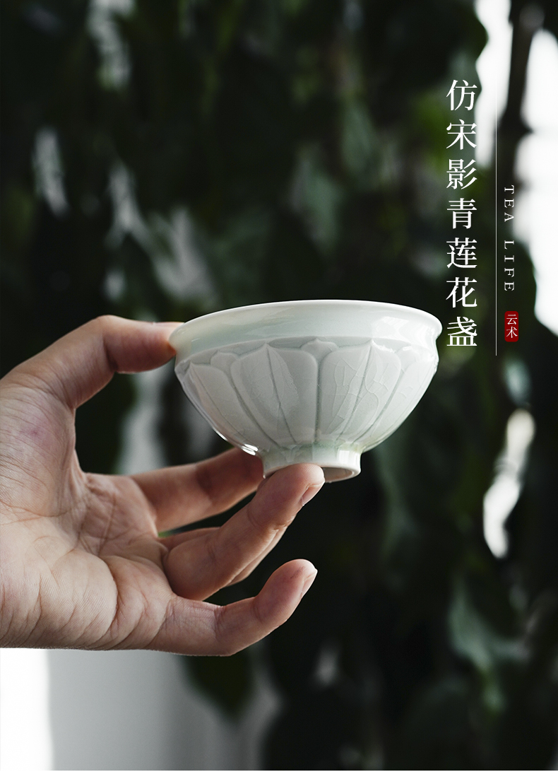 Cloud art of jingdezhen imitation song dynasty style typeface lotus lamp that ceramic its of single cup opening can raise the master cup kung fu tea set