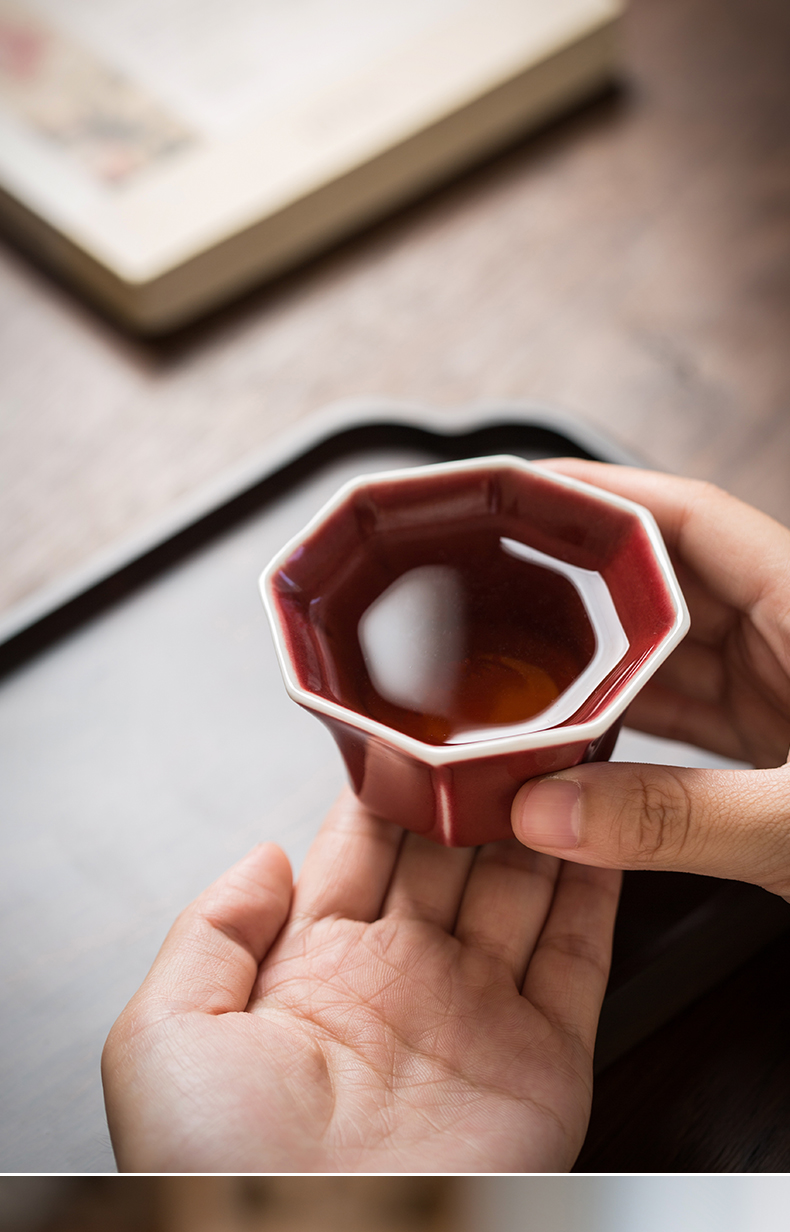 Cloud pure manual operation of jingdezhen ji red glaze ceramic masters cup single cup sample tea cup tea cup kung fu tea cups