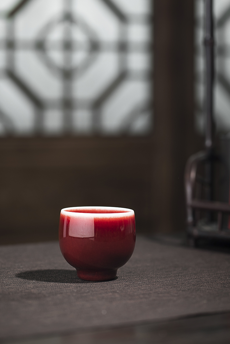 Cloud jingdezhen ceramics by hand operation ruby red glaze teacup kung fu master cup sample tea cup individual single CPU