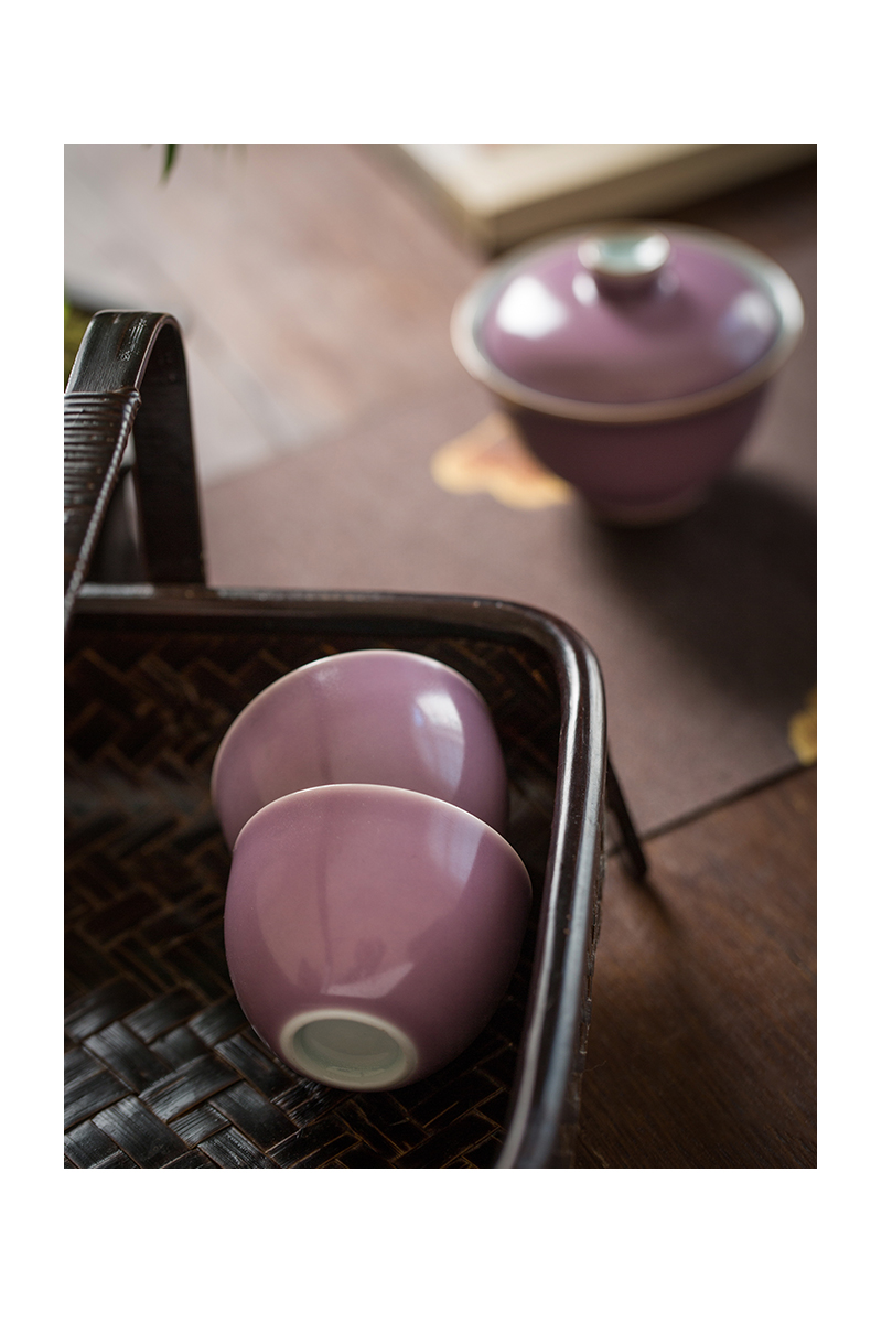 Cloud art of jingdezhen moran purple tureen high temperature color glaze ceramic cups a single tea bowl of kung fu tea set