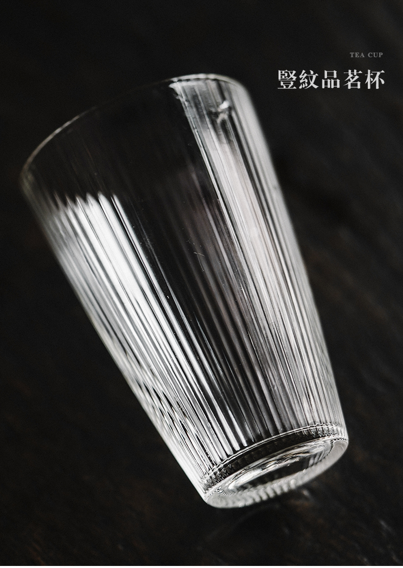 Cloud art of jingdezhen manual heat straight vertical stripes hammer office home transparent glass milk cup of green tea cup