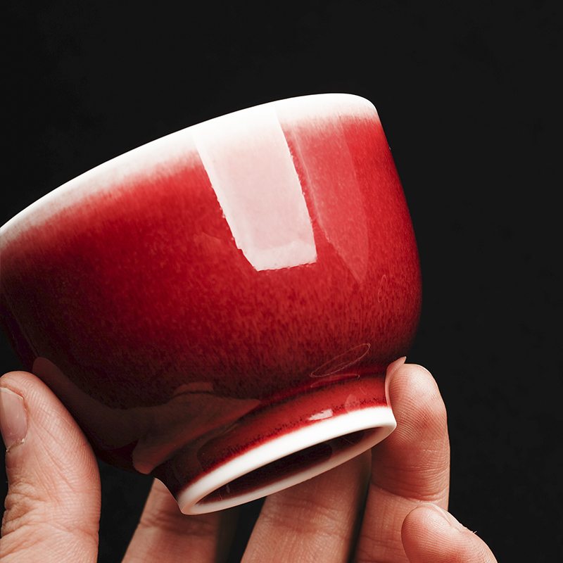 Cloud undressed ore grade glaze tribute lang up operation red glaze master cup ruby red ceramic sample tea cup individual cup kung fu tea set