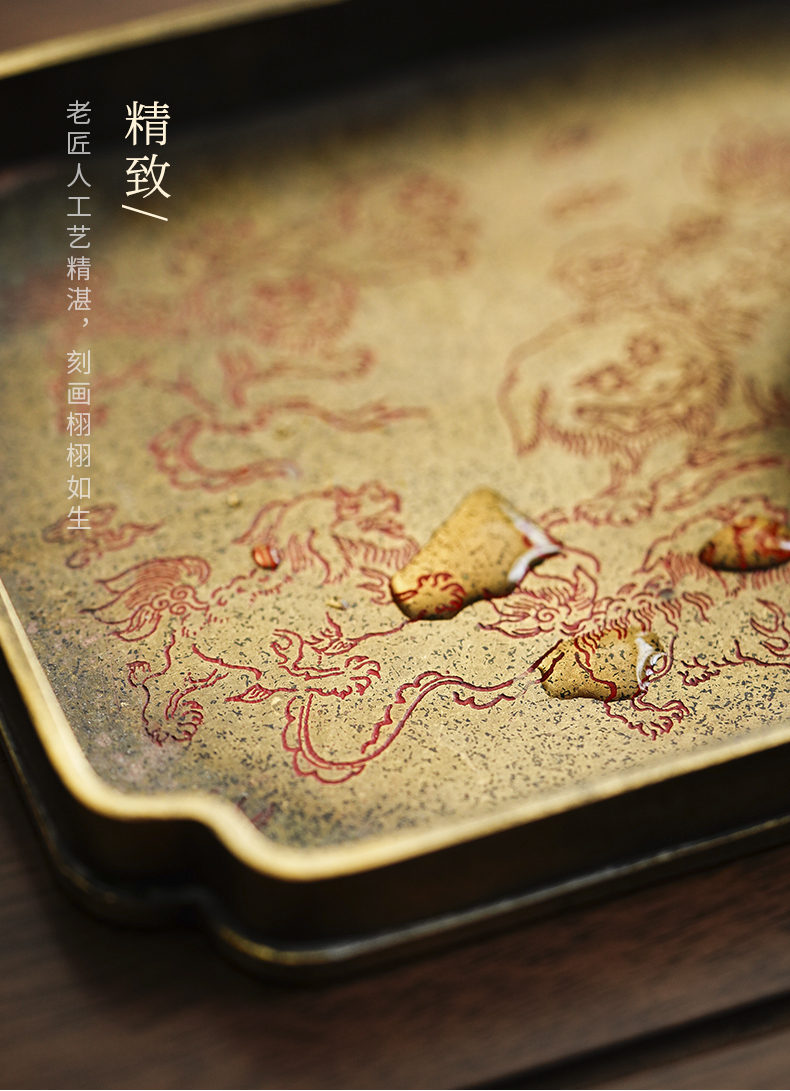 Cloud art of jingdezhen manual archaize pure copper paint paint pot bearing song type copper pot pad bark grain dry mercifully tea tray