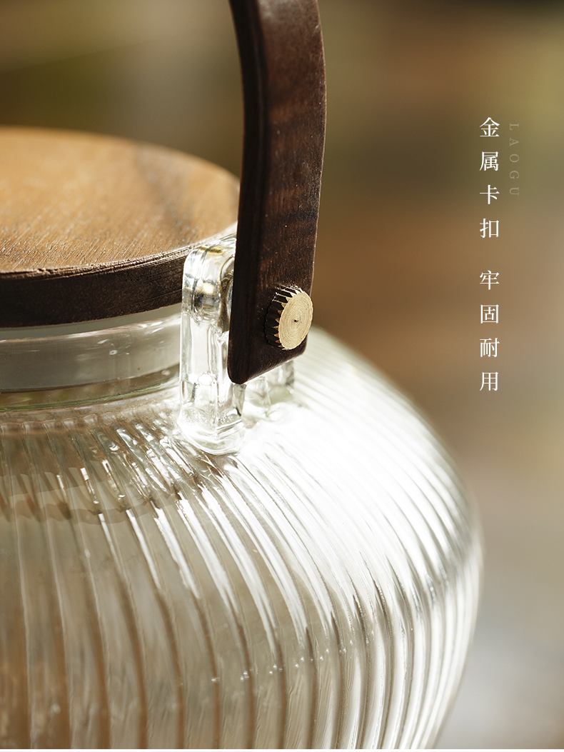 Cloud (vertical stripes high - temperature thickening glass teapot household heating electric TaoLu cooking pot fire boil tea