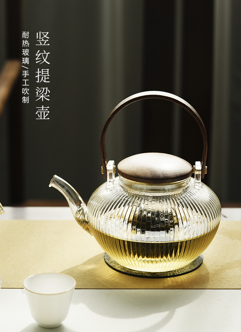 Cloud (vertical stripes high - temperature thickening glass teapot household heating electric TaoLu cooking pot fire boil tea