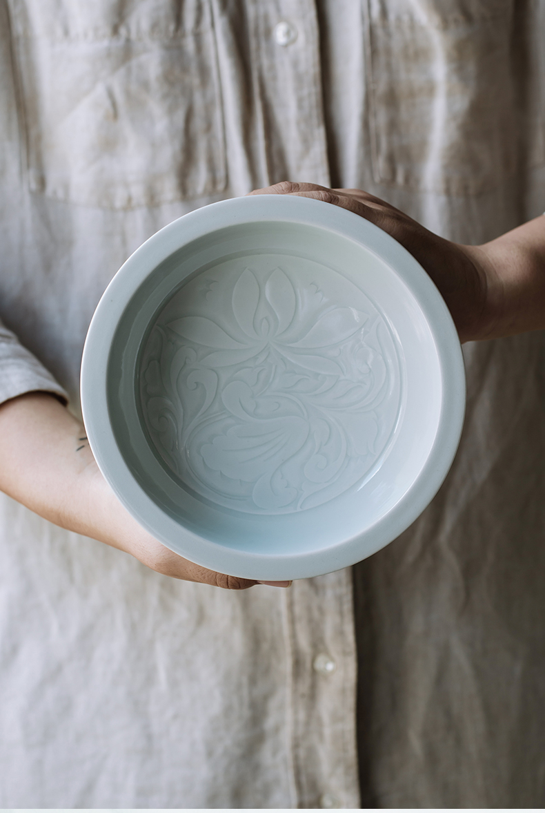 Jingdezhen left up Song Shiying green CiHu bearing hand cut tea tray was dry mercifully tea tray tea accessories