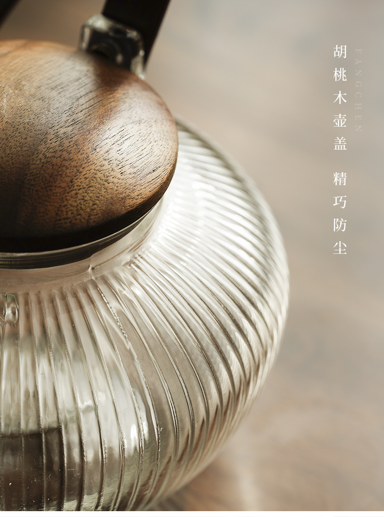 Cloud (vertical stripes high - temperature thickening glass teapot household heating electric TaoLu cooking pot fire boil tea