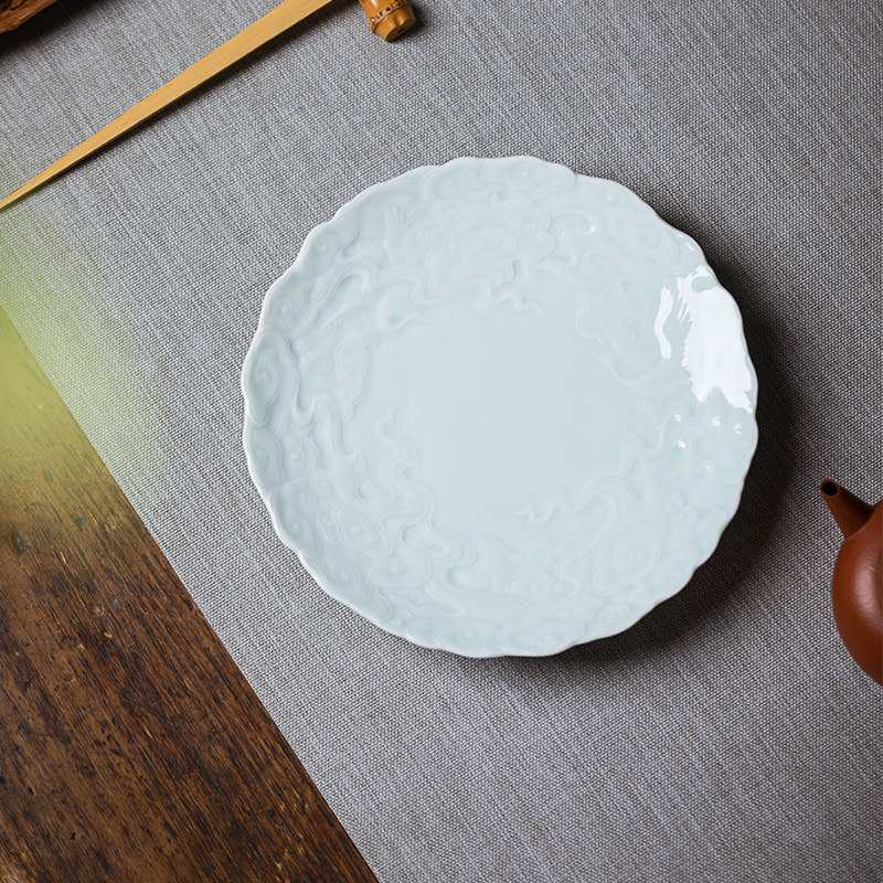 Cloud art of jingdezhen xiangyun crane carved by hand pot of bearing dry machine bed pan pot pot compote cup tea tray