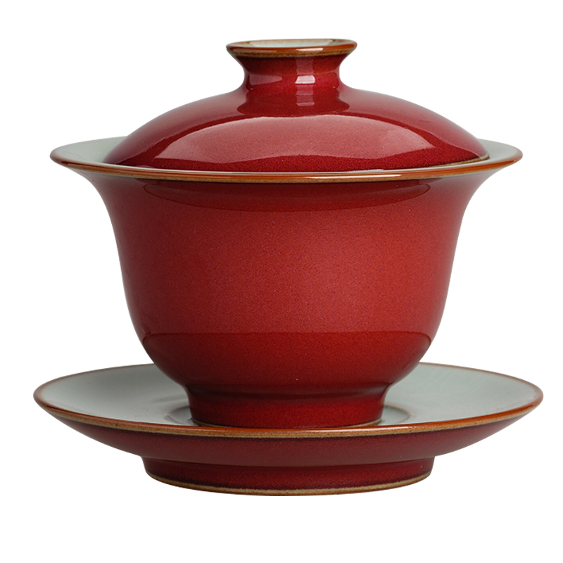 Cloud jingdezhen manual ji red your up operation three tureen slicing can only keep ceramic tureen tea bowl of kung fu