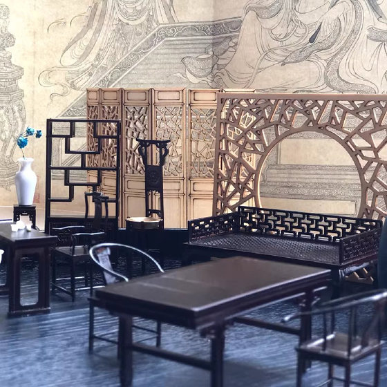 Sand Table Architectural Model Chinese-Style Furniture Interior Decoration Traditional Rosewood Redwood Antique Mini Simulation Furniture 1:25