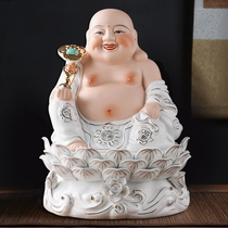 Chinese ceramic Maitreya Buddha Zhao Cai Buddha statue belly laughing Buddha home ornaments living room entrance decoration housewarming gifts